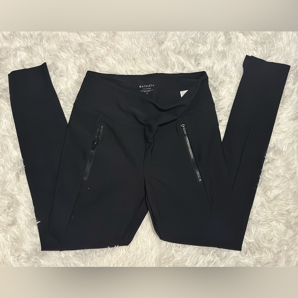 Athleta Jet Black Zippered Leggings